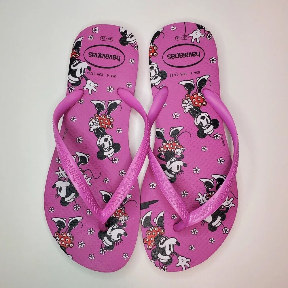 Havaianas Slim Disney Minnie Mouse Flip Flops Ice Pink Womens Size‎ 6 EUR 37/38
